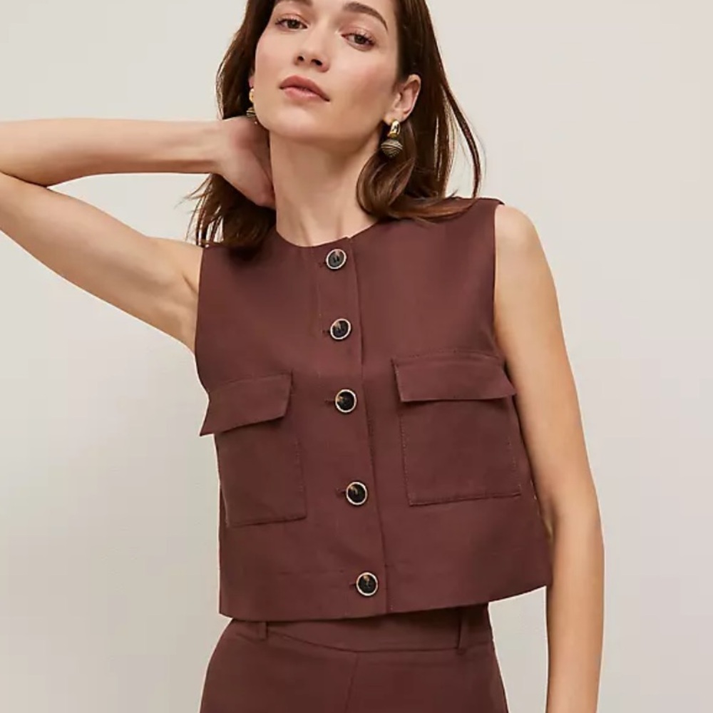 Anne Taylor linen blend vest SZ 4